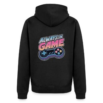 Immer im Spiel - Videospiel - Gamer - Unisex Premium Bio Zip Hoodie - Schwarz - Hinten - Nico (187cm)