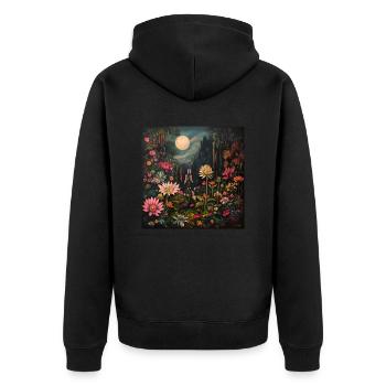 Mega Flora - Unisex Premium Organic Zip Hoodie - black - Back - Nico (187cm)