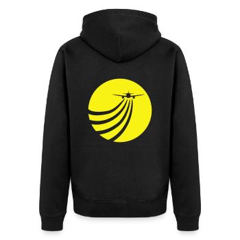 Airplane Flying In The Sun Flying Stripe Round - Unisex Premium Organic Zip Hoodie - black - Back - Nico (187cm)