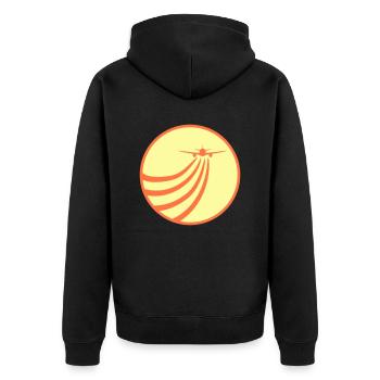 Airplane Flying In The Sun Flying Stripe Round - Unisex Premium Organic Zip Hoodie - black - Back - Nico (187cm)