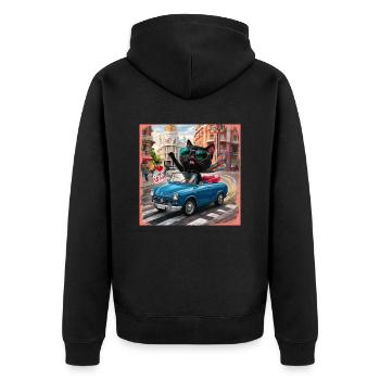 Cat on tour - I love Spain! - Madrid - Unisex Premium Organic Zip Hoodie - black - Back - Nico (187cm)