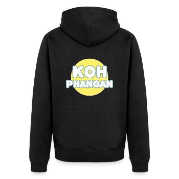 Vollmond K8h Pha-ngan K8h Phangan - Unisex Premium Bio Zip Hoodie - Schwarz - Hinten - Nico (187cm)