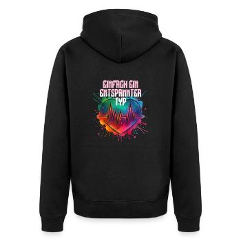 Entspannter Typ - Unisex Premium Bio Zip Hoodie - Schwarz - Hinten - Nico (187cm)