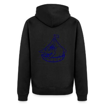 Lustiges Nilpferd Kapitän Segelt Süß Cartoon Comic - Unisex Premium Bio Zip Hoodie - Schwarz - Hinten - Nico (187cm)