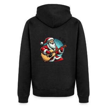 weihnachtsmann gitarre - Unisex Premium Bio Zip Hoodie - Schwarz - Hinten - Nico (187cm)