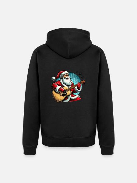 weihnachtsmann gitarre - Unisex Premium Bio Zip Hoodie - Schwarz
