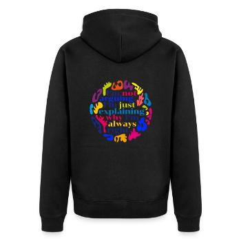 I'm not arguing - Unisex Premium Bio Zip Hoodie - Schwarz - Hinten - Nico (187cm)