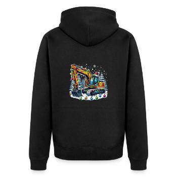 Baggerfahrer Bagger Baustelle Weihnachten - Unisex Premium Bio Zip Hoodie - Schwarz - Hinten - Nico (187cm)