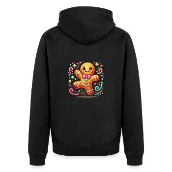 Gingerbread Man Biscuits de Noël en pain d’épice - Veste à capuche bio Premium Unisexe - noir - Dos - Nico (187cm)