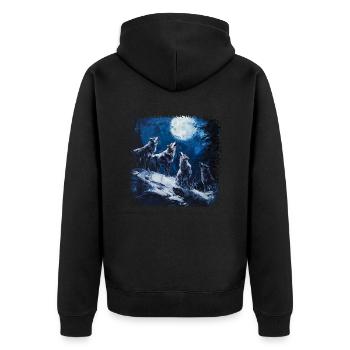 The wolf as a symbol of the - Unisex Premium Organic Zip Hoodie - black - Back - Nico (187cm)