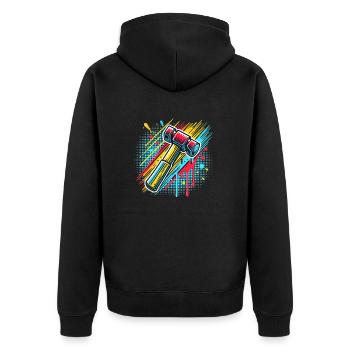 Hammer Type Craftsman - Unisex Premium Organic Zip Hoodie - black - Back - Nico (187cm)