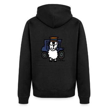 ScHoFeur - Unisex Premium Bio Zip Hoodie - Schwarz - Hinten - Nico (187cm)