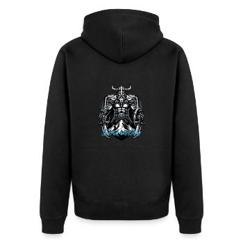 Berserker Wikinger, Berserker Schriftzug - Unisex Premium Bio Zip Hoodie - Schwarz - Hinten - Nico (187cm)