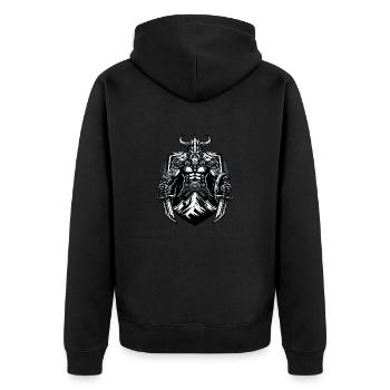 Berserker Wikinger - Unisex Premium Bio Zip Hoodie - Schwarz - Hinten - Nico (187cm)
