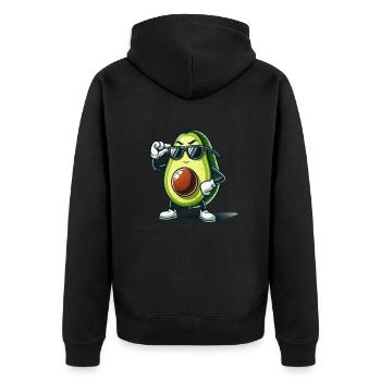 Avocado Comic Cool - Unisex Premium Bio Zip Hoodie - Schwarz - Hinten - Nico (187cm)