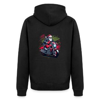 cool Santa Claus on a motorcycle - Unisex Premium Organic Zip Hoodie - black - Back - Nico (187cm)