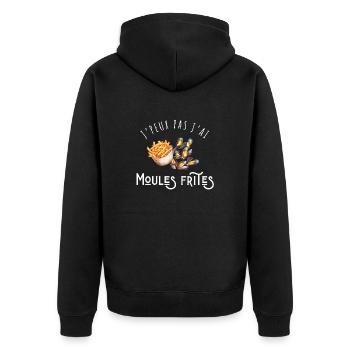 J’peux pas j’ai moules frites - idée cadeau moules - Veste à capuche bio Premium Unisexe - noir - Dos - Nico (187cm)