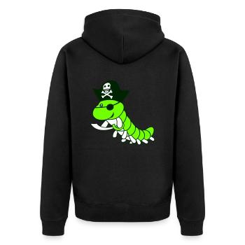 Raupe Säbel Piraten Kapitän Mütze Lustig Süß Comic - Unisex Premium Bio Zip Hoodie - Schwarz - Hinten - Nico (187cm)