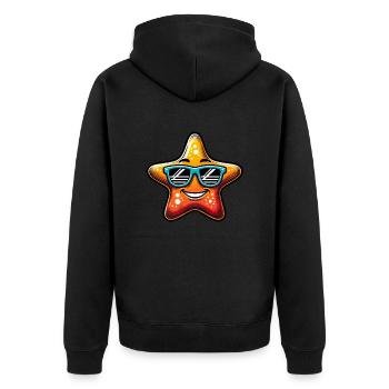 cooler Seestern Stern - Unisex Premium Bio Zip Hoodie - Schwarz - Hinten - Nico (187cm)
