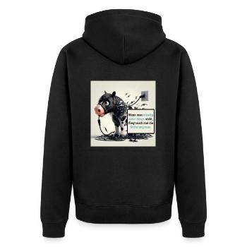Donner unter Strom - Unisex Premium Bio Zip Hoodie - Schwarz - Hinten - Nico (187cm)
