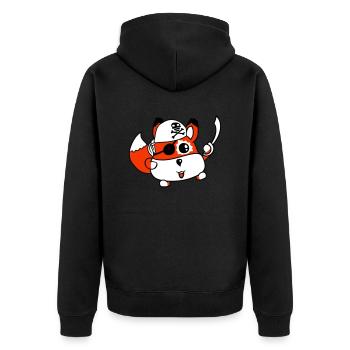 Little Cute Fox Pirate Animal Saber Eye Patch - Unisex Premium Organic Zip Hoodie - black - Back - Nico (187cm)