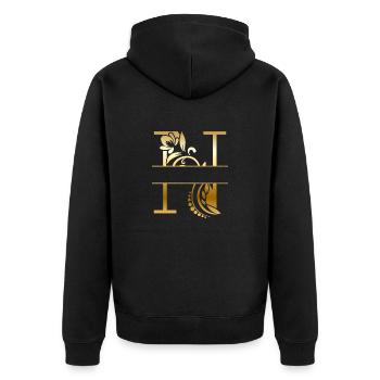 Personalized Letter n Gold Floral - Gift Idea - Unisex Premium Organic Zip Hoodie - black - Back - Nico (187cm)