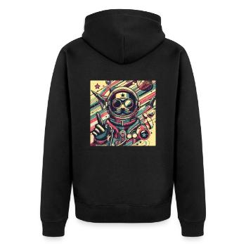 Retro-Weltraumreisender - Unisex Premium Bio Zip Hoodie - Schwarz - Hinten - Nico (187cm)