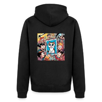 Excitement over the Cat Drawing - Unisex Premium Organic Zip Hoodie - black - Back - Nico (187cm)