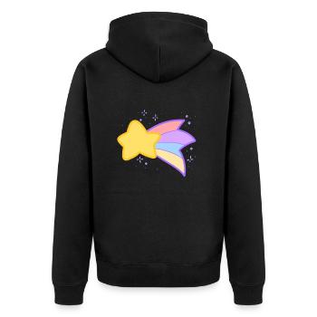 Shooting Star - Unisex Premium Bio Zip Hoodie - Schwarz - Hinten - Nico (187cm)