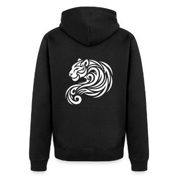 panther - Unisex Premium Bio Zip Hoodie - Schwarz - Hinten - Nico (187cm)
