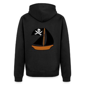 Painted Pirate Ship Kids Motif Drawing Cool - Unisex Premium Organic Zip Hoodie - black - Back - Nico (187cm)