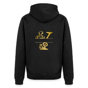 Personalised floral gold letter y - gift idea - Unisex Premium Organic Zip Hoodie - black - Back - Nico (187cm)
