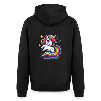 Unicorn - Unisex Premium Bio Zip Hoodie - Schwarz - Hinten - Nico (187cm)