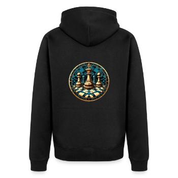 Schach Kreis Brett - Unisex Premium Bio Zip Hoodie - Schwarz - Hinten - Nico (187cm)