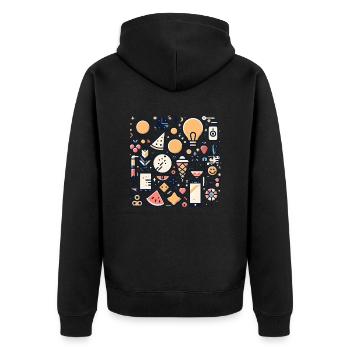 Colorful Icons and Symbols - Unisex Premium Organic Zip Hoodie - black - Back - Nico (187cm)