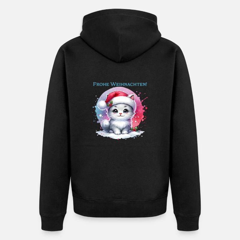 Chat mignon Noël - Veste à capuche bio Premium Unisexe - noir