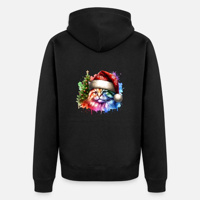 Chat mignon Noël - Veste à capuche bio Premium Unisexe - noir
