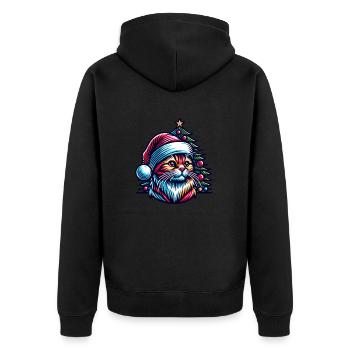 Cute Cat Christmas - Unisex Premium Organic Zip Hoodie - black - Back - Nico (187cm)