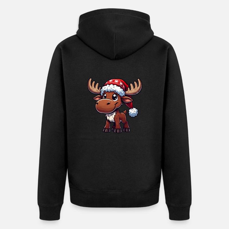 reh comic weihnachten - Unisex Premium Bio Zip Hoodie - Schwarz