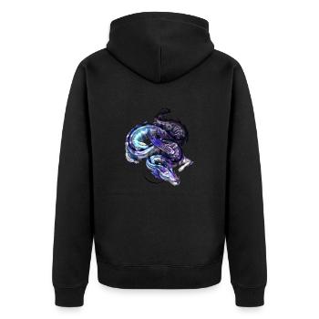 Space Noodle - Unisex Premium Bio Zip Hoodie - Schwarz - Hinten - Nico (187cm)