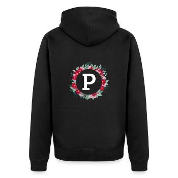 Buchstabe p Blumenkranz - Unisex Premium Bio Zip Hoodie - Schwarz - Hinten - Nico (187cm)