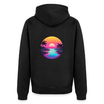 River landscape in the sunset - Outdoorfan - Unisex Premium Organic Zip Hoodie - black - Back - Nico (187cm)