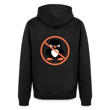 Evil Penguins Forbidden Area Sign Note Cool - Unisex Premium Organic Zip Hoodie - black - Back - Nico (187cm)