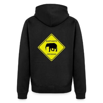ELEPHANTS CROSSING - Unisex Premium Bio Zip Hoodie - Schwarz - Hinten - Nico (187cm)