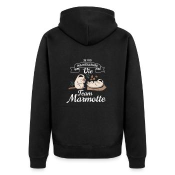 Team Marmotte - Veste à capuche bio Premium Unisexe - noir - Dos - Nico (187cm)