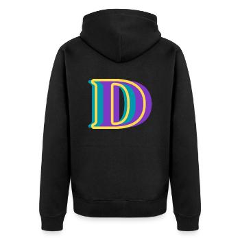 Mehrfarbiger Buchstabe d – originelle Geschenkidee - Unisex Premium Bio Zip Hoodie - Schwarz - Hinten - Nico (187cm)