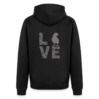 Afrikanischer Graupapagei - Unisex Premium Bio Zip Hoodie - Schwarz - Hinten - Nico (187cm)