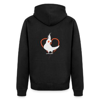 Cockatiel heart - Unisex Premium Organic Zip Hoodie - black - Back - Nico (187cm)