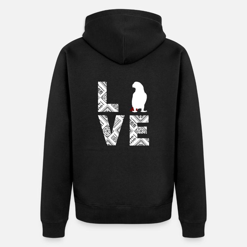Perroquet gris d’Afrique Amour - Veste à capuche bio Premium Unisexe - noir