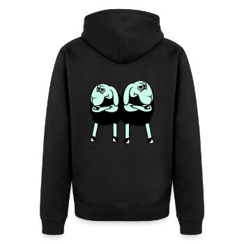 2 moutons bras croisés Équipe d’amis offensés - Veste à capuche bio Premium Unisexe - noir - Dos - Nico (187cm)
